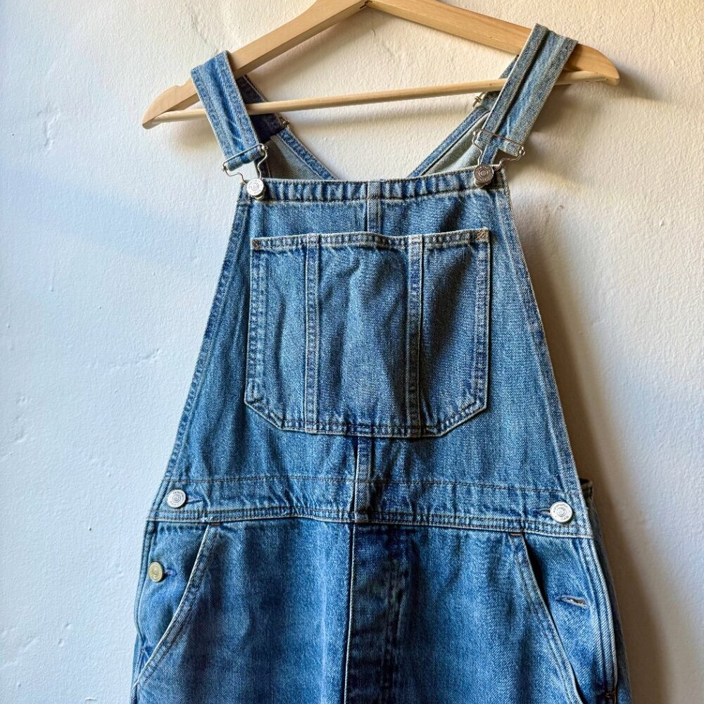 Reformation, River Relaxed Denim Overalls Ivory, Size 6